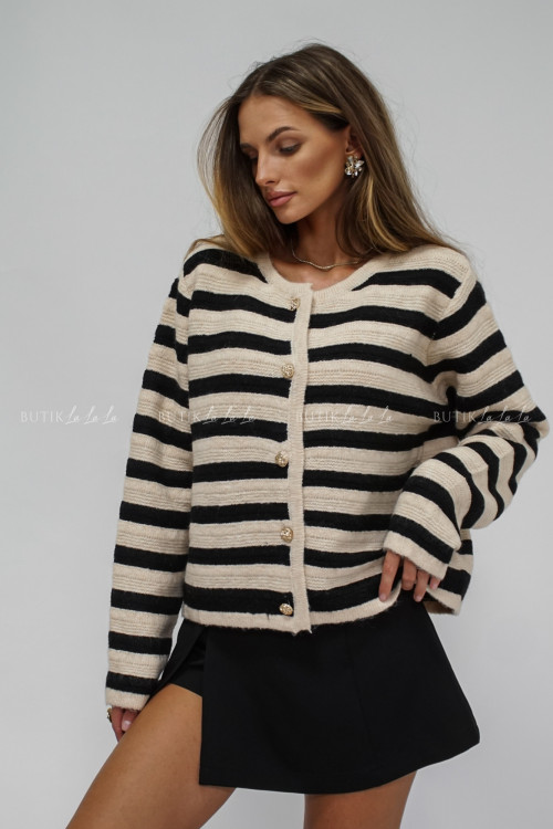 Sweter rozpinany beżowo czarny Ricky 1