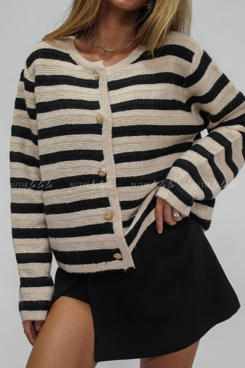 Sweter rozpinany beżowo czarny Ricky