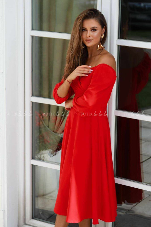 sukienka czerwona midi Naomar 4