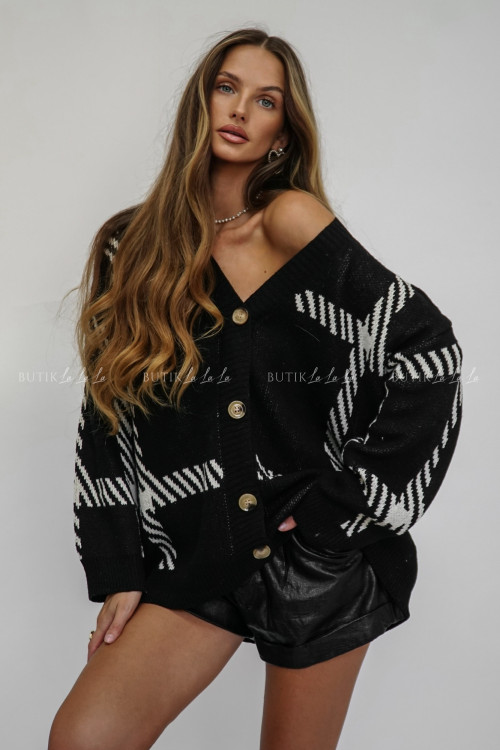 Sweter rozpinany czarno kremowy Logan 1