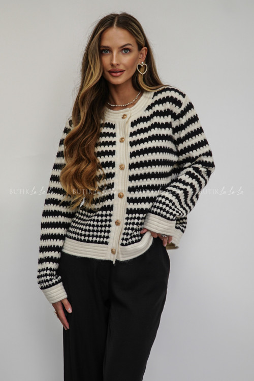 Sweter rozpinany kremowo czarny Luka 2