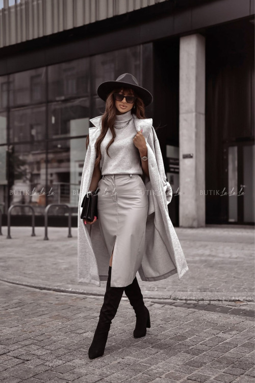 Spódnica midi z eko skóry szara Susanis 2