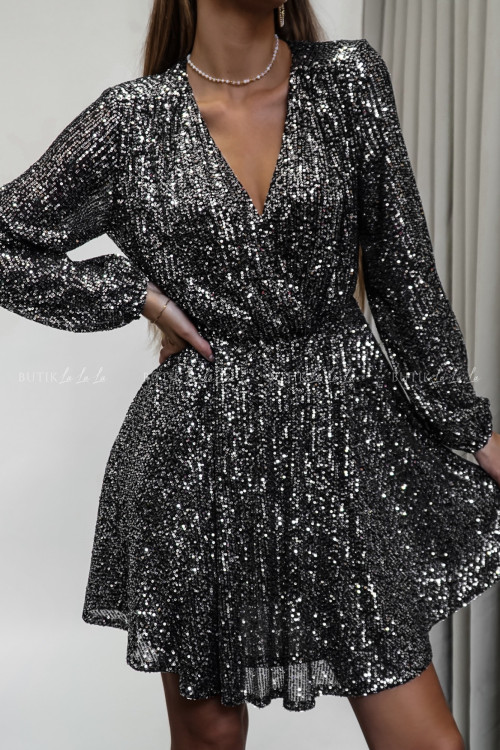 Sukienka czarno srebrna cekinowa Rumba