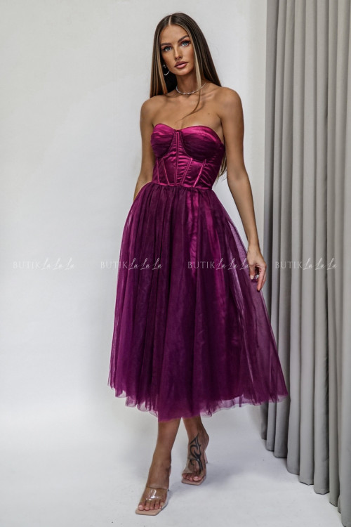 Sukienka amarantowa tiulowa Lili 1