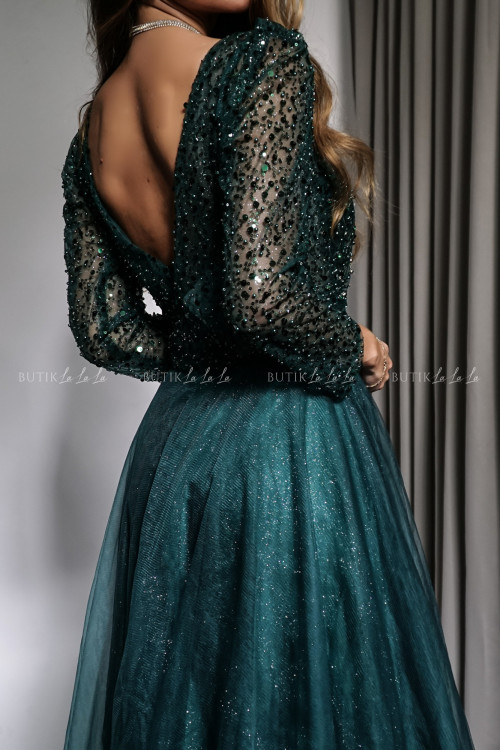 Sukienka maxi butelowa zieleń Odessa 1