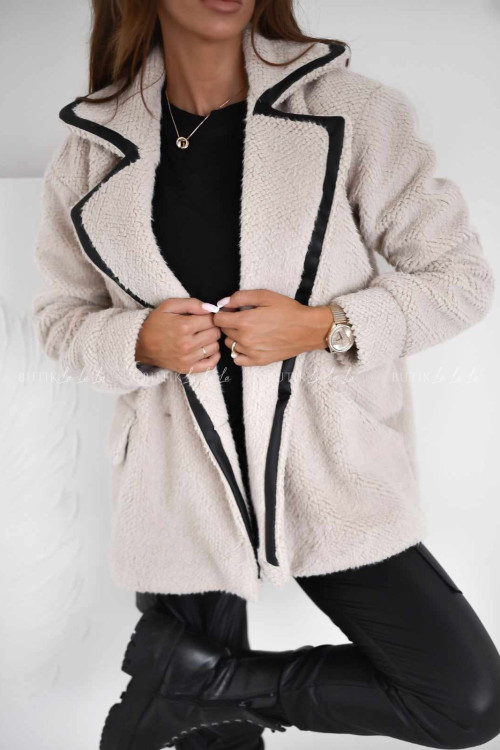 Kurtka z imitacji baranka beżowa Verti