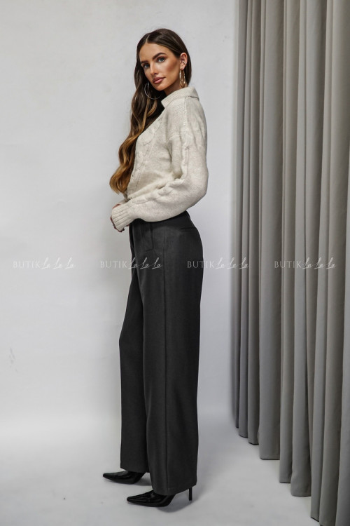 Sweter z kołnierzykiem beżowy Vari 2