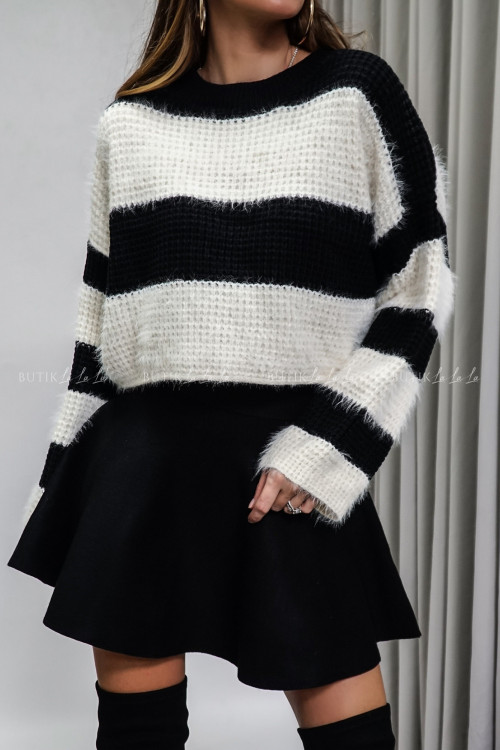 Sweter o krótszym kroju w paski Sharon