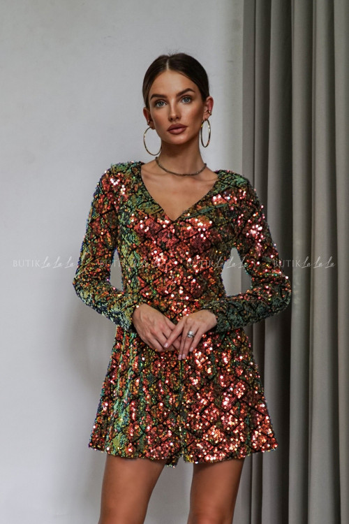 Kombinezon czarny w wielokolorowe cekiny Heleno 1