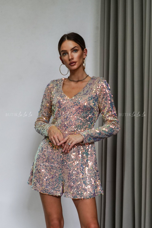 Kombinezon pudrowy w wielokolorowe cekiny Heleno 2