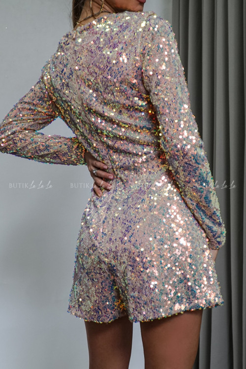 Kombinezon pudrowy w wielokolorowe cekiny Heleno 1