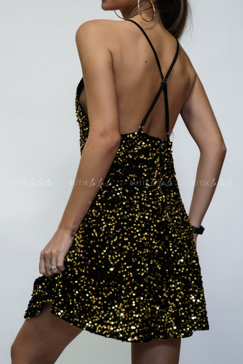 Sukienka cekinowa czarno złota Zoe 1