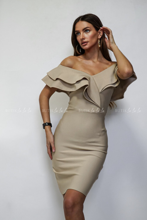 Sukienka dopasowana beżowa Bianca 2