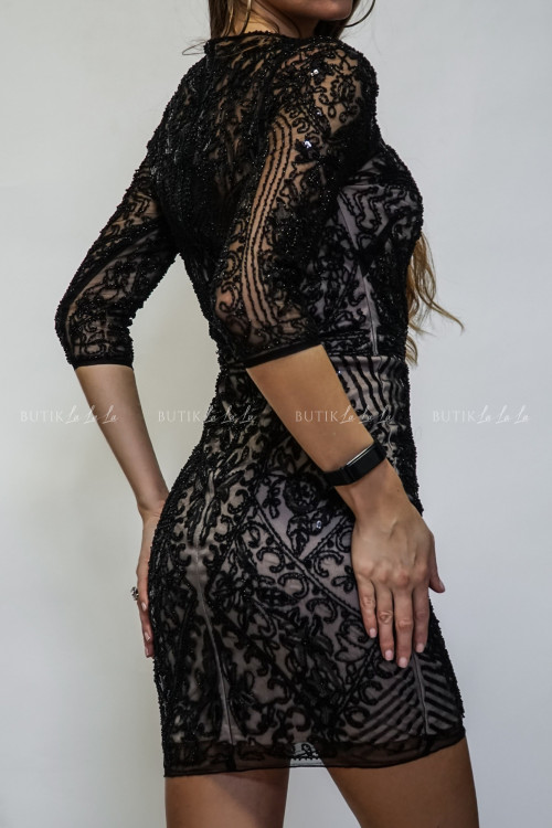 Sukienka cekinowa czarno beżowa Diamond 1