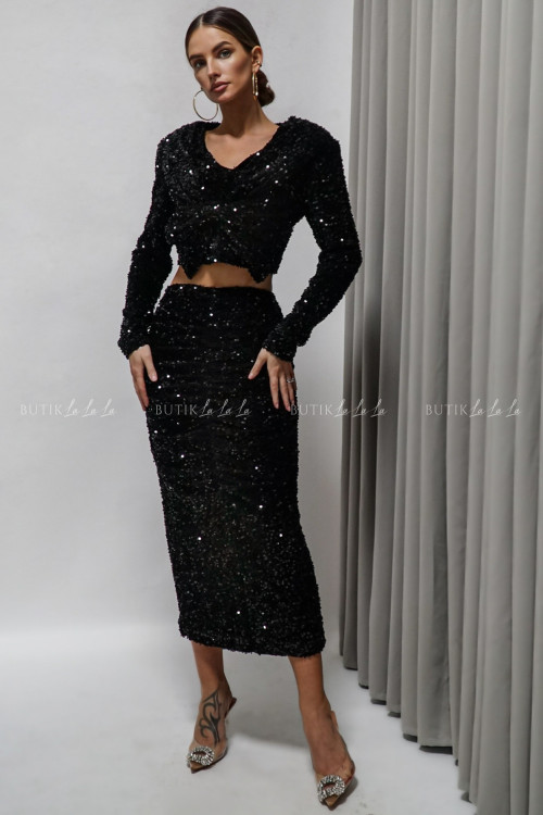 Komplet cekinowy czarny Lamenco