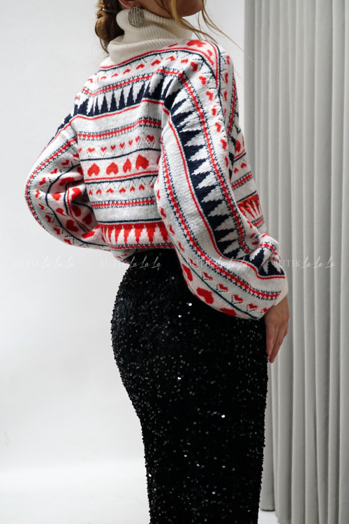 Sweter w kolorowy wzór Claus 2