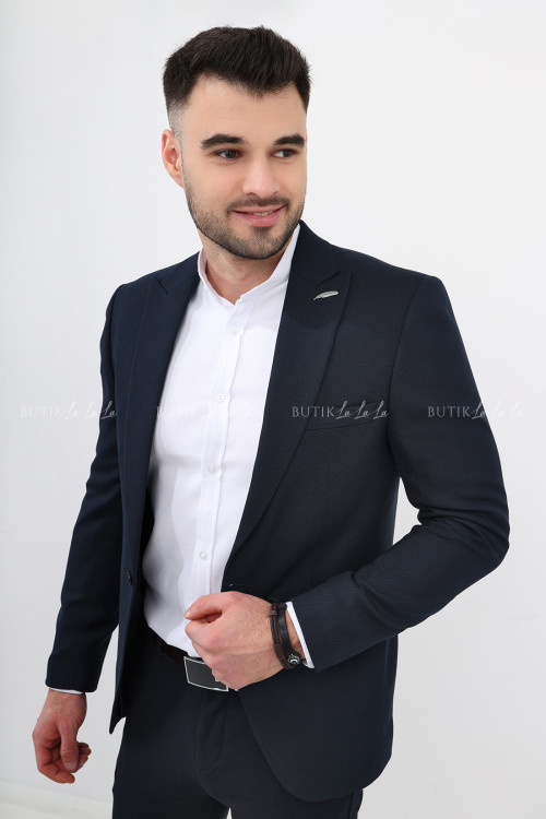 Marynarka męska granatowa materiał struktura IM2 3