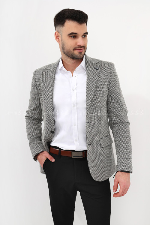 Marynarka męska czarno biała w pepitkę 2