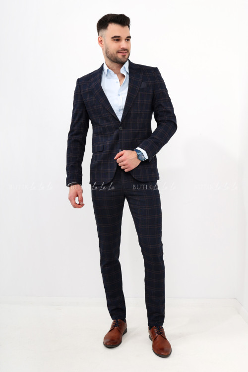 Marynarka męska granatowa w kratę 2