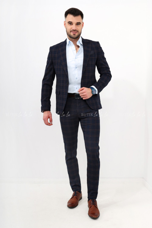 Marynarka męska granatowa w kratę 3
