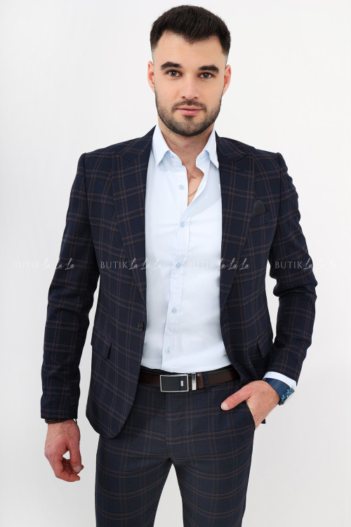 Marynarka męska granatowa w kratę 1