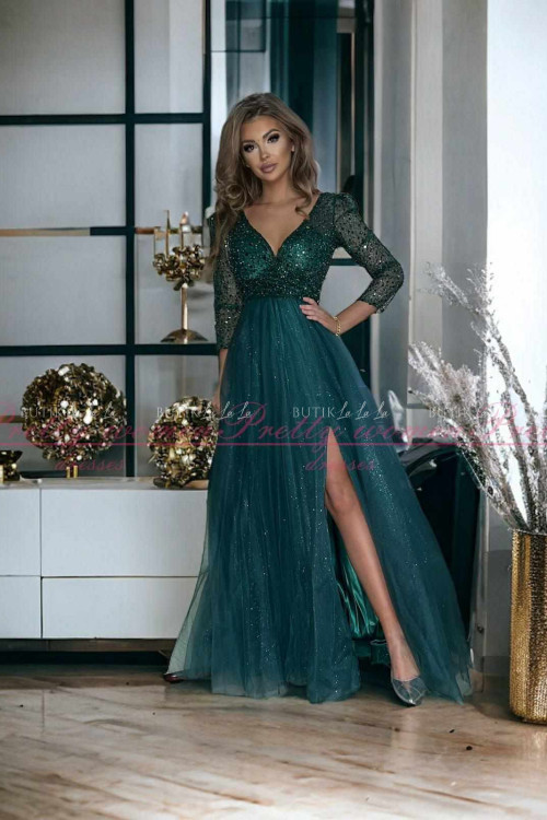 Sukienka maxi butelowa zieleń Odessa 3