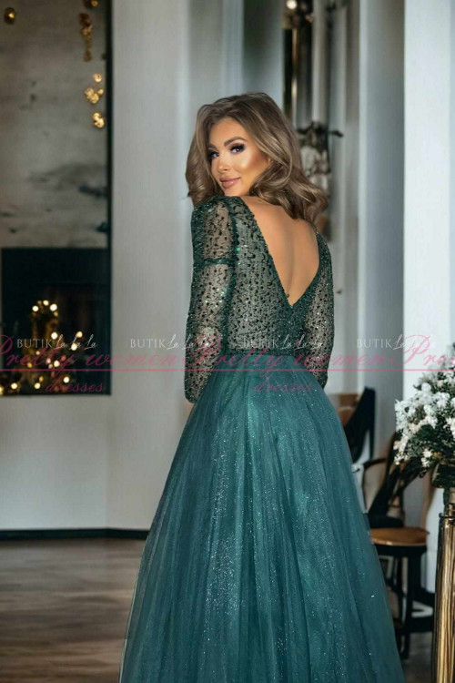 Sukienka maxi butelowa zieleń Odessa 4