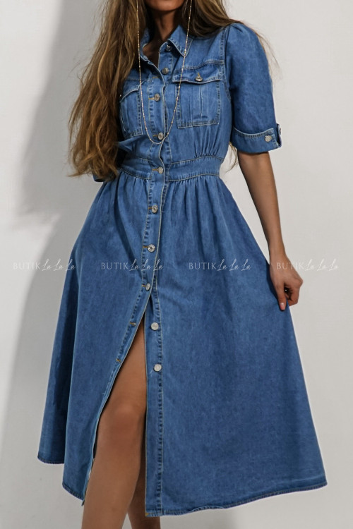 SUKENKA JEANSOWA Z GUZIKAMI SOFTIN
