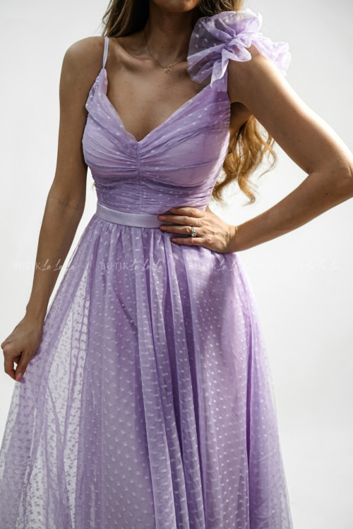 Sukienka midi tiulowa liliowa Hemani