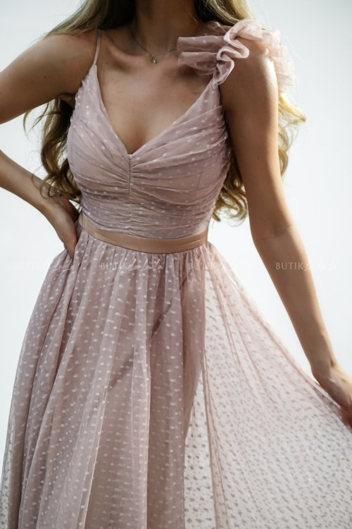 Sukienka midi tiulowa beżowa Hemani