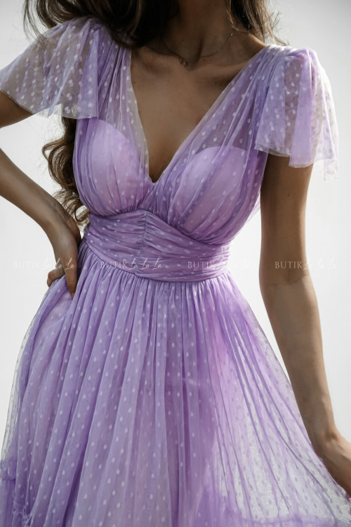 Sukienka midi tiulowa liliowa Kataleja