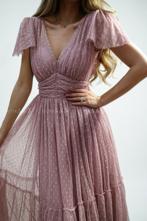 Sukienka midi tiulowa wrzosowa Kataleja