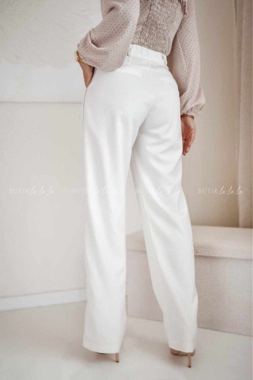 Spodnie kremowe z lampasem Bartory 1