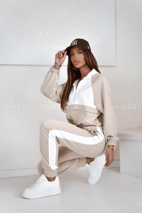 Komplet bawełniany beżowo biały Merlos 1