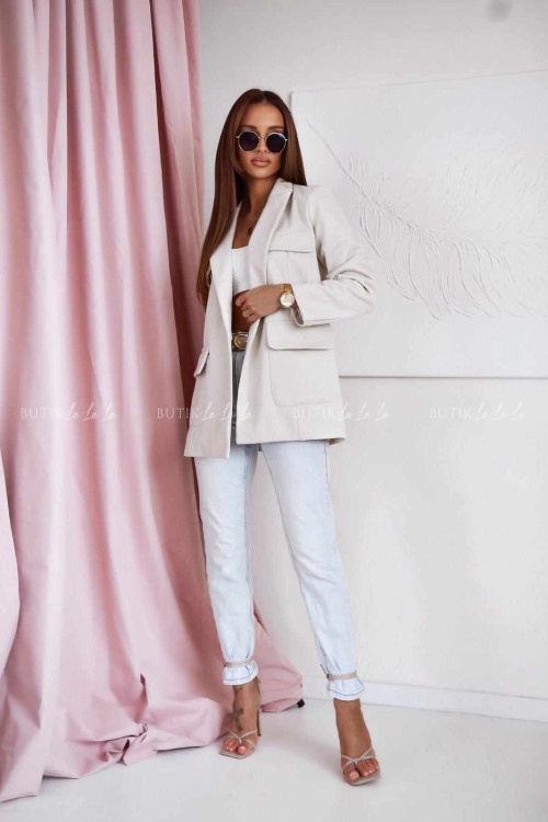 Marynarka z paskiem w jodełkę Kasnos 2