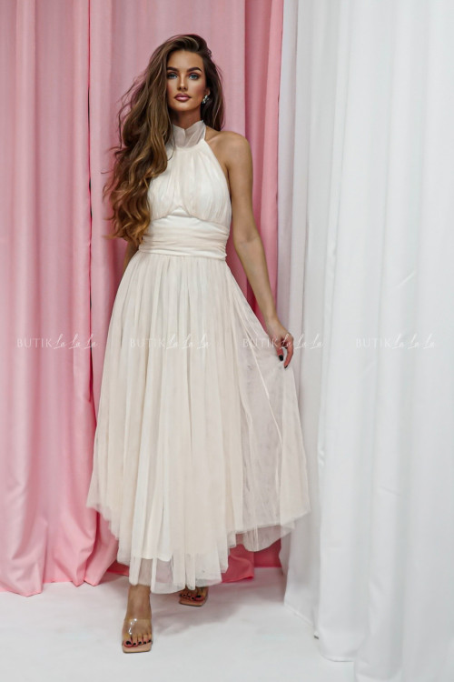 Sukienka maxi tiulowa kremowa Imana