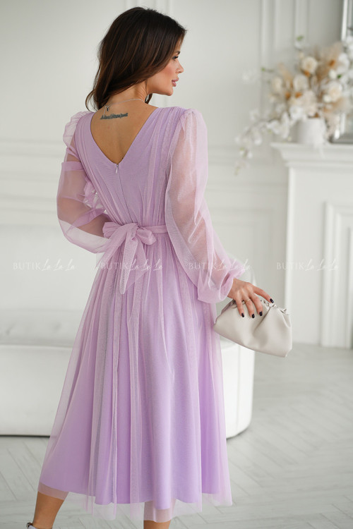 sukienka liliowa midi z połyskującą siateczką Vanessa 6