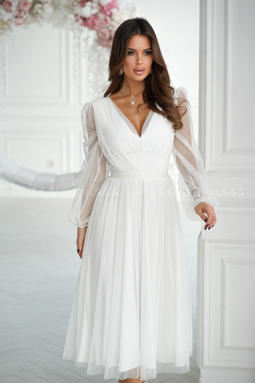 sukienka biała midi z połyskującą siateczką Vanessa 4