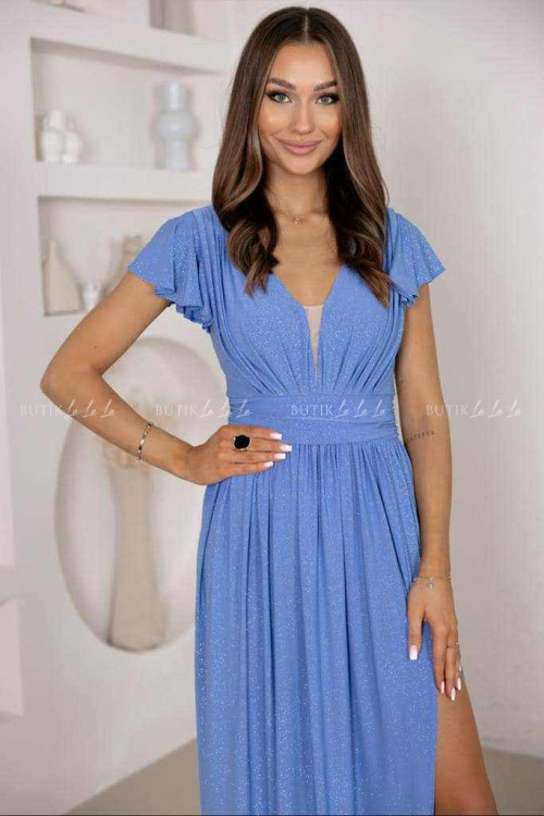 Sukienka maxi z brokatem niebieska Madeline 3