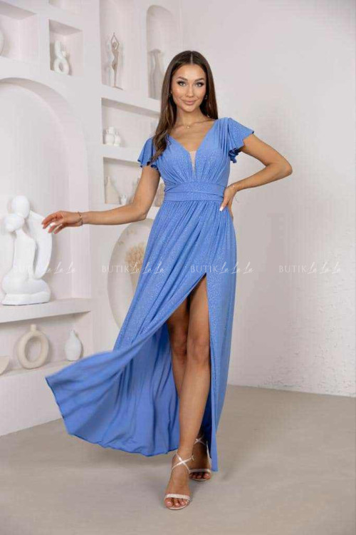 Sukienka maxi z brokatem niebieska Madeline 5