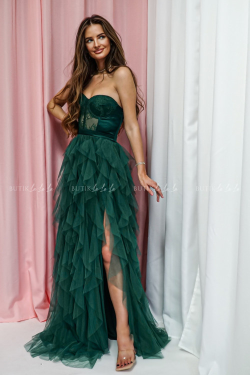 Sukienka maxi tiulowa zielona Raisa 2