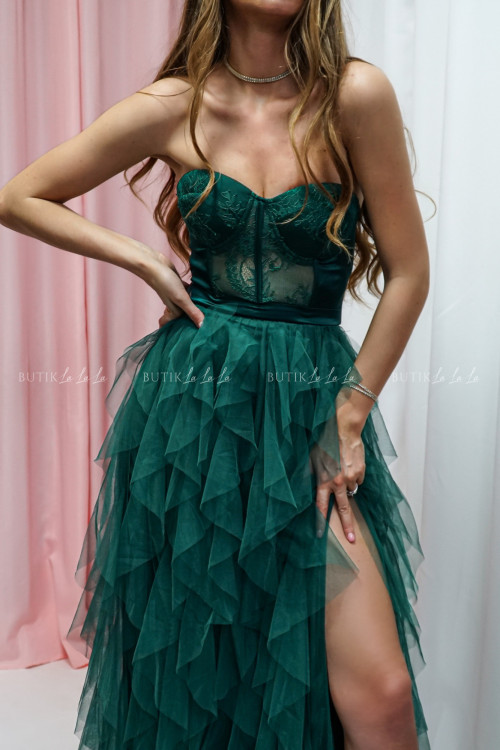 Sukienka maxi tiulowa zielona Raisa