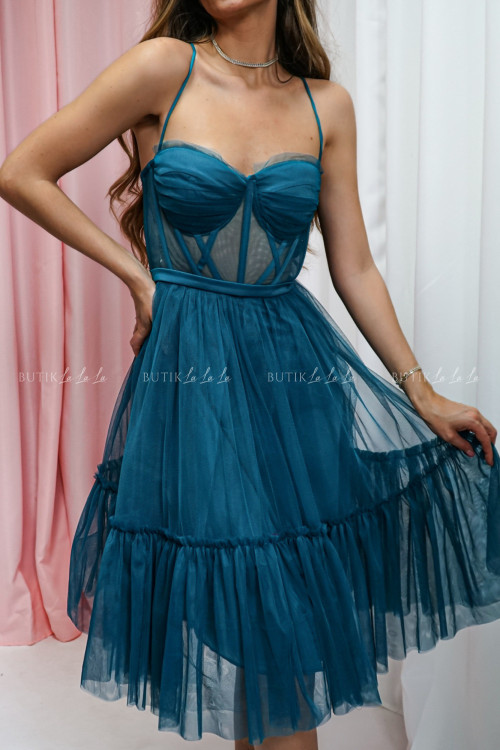 Sukienka tiulowa szmaragdowa Elerta