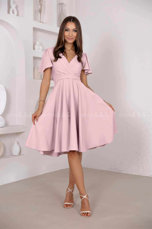 Sukienka rozkloszowana pudrowa Barbe 1