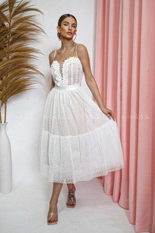 Sukienka midi biało beżowa Sara 2