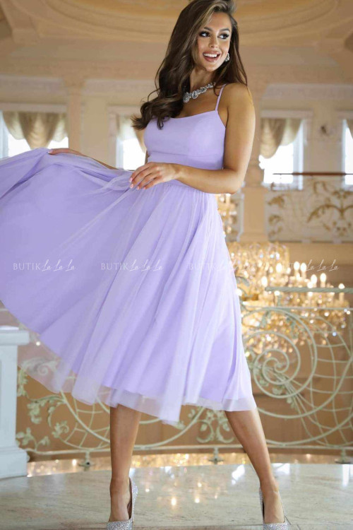 Sukienka z tiulowym dołem liliowa Huanita