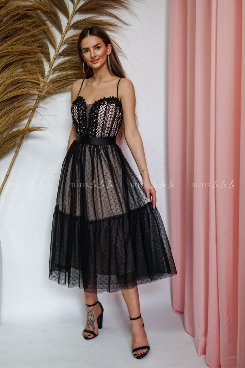 Sukienka midi czarno beżowa Sara 2