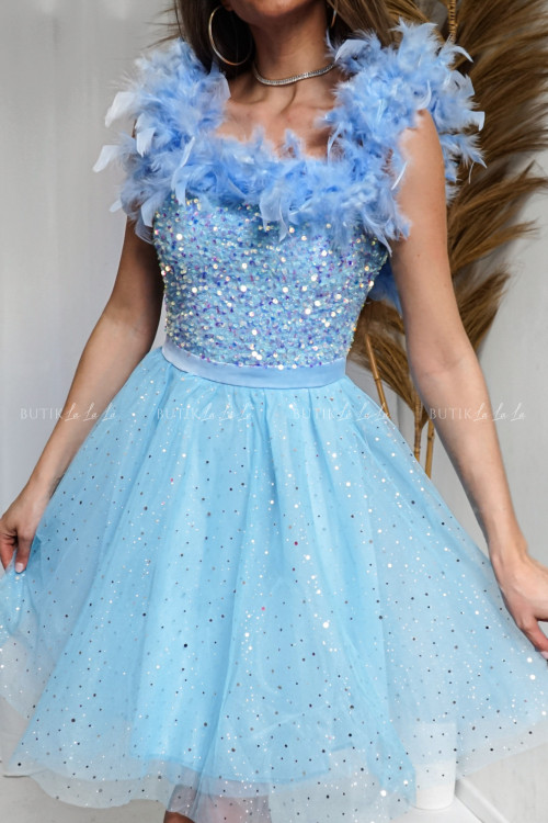 Sukienka tiulowa z ozdobną górą niebieska Aurora