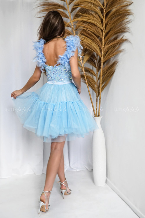Sukienka mini tiulowa niebieska Nerion 2