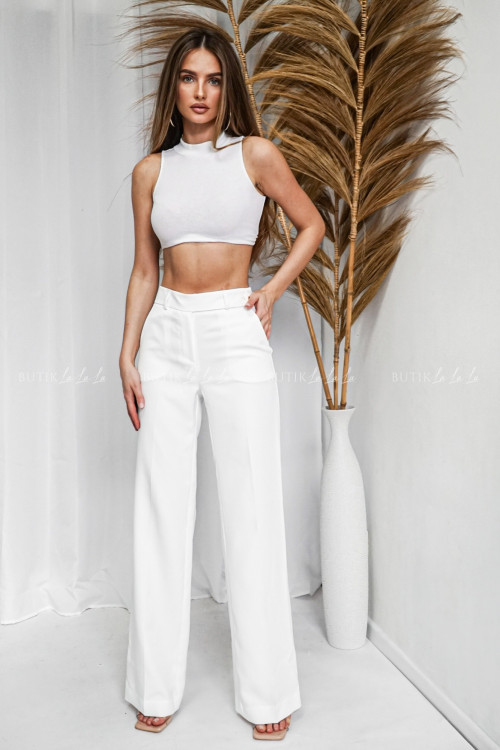 Spodnie z prostą nogawką białe Cesary 3